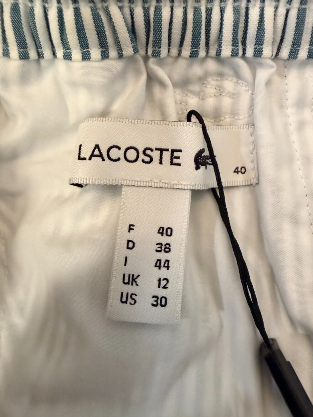 Lacoste Blue White Striped Skirt Size 30 (8/10) Elastic Waist Midi - Picture 7 of 9